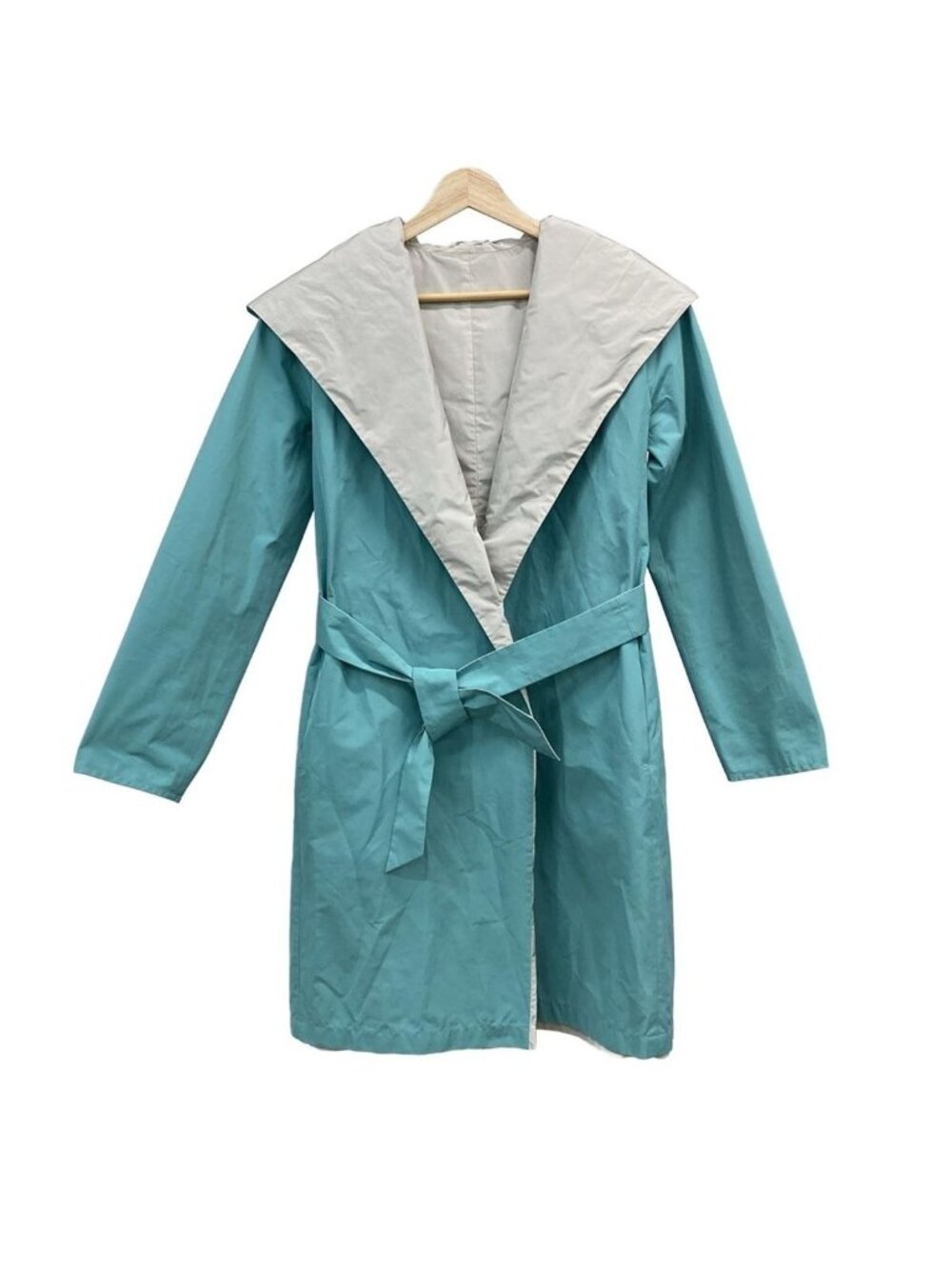 Max Mara Coat S Light Blue Long Sleeve City Reversible Spring Fall 36